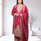 Magenta Chinon Silk Long Shirt with Plazo & Heavy Dupatta - Bebo N Lolo