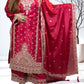 Magenta Chinon Silk Long Shirt with Plazo & Heavy Dupatta - Bebo N Lolo