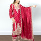 Hot Pink Chinon Suit with Palazzo & Dupatta | Mirror & Sequence Embroidery | Sizes M–XL - Bebo N Lolo