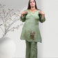 Ethereal Green Soft Simmer Crush Co-ord Set for Women | Beaded Elephant Motif | Sizes XS–5XL - Bebo N Lolo