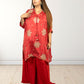 Red Chinon Bandhani Print Loose Palazzo Choga | Sequence & Cut Dana Work - Bebo N Lolo