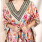 Orange Printed Crepe Kaftan Set | V-Neck Lace Work Kaftan with Tulip Pant | Festive & Party Wear