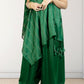 Green saree with a white background