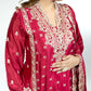 Hot Pink Chinon Suit with Palazzo & Dupatta | Mirror & Sequence Embroidery | Sizes M–XL - Bebo N Lolo
