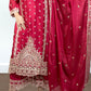 Hot Pink Chinon Suit with Palazzo & Dupatta | Mirror & Sequence Embroidery | Sizes M–XL - Bebo N Lolo