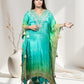 Green Crape Kaftan with Pants | Mirror, Gotta & Patti Work | Sizes M–XL - Bebo N Lolo