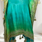 Green Crape Kaftan with Pants | Mirror, Gotta & Patti Work | Sizes M–XL - Bebo N Lolo