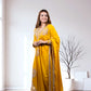 Mustard Chinon Kurta with Garara & Four-Side Bordered Dupatta - Bebo N Lolo