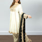 Off White & Black Chinon Anarkali Suit with Salwar & Dupatta | Sequence Embroidery - Bebo N Lolo