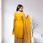 Mustard Chinon Kurta with Garara & Four-Side Bordered Dupatta - Bebo N Lolo