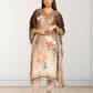 Peach & Brown Digital Print Kaftan with Pant | Gotta Patti Work | Crape Fabric | Sizes L–XL - Bebo N Lolo