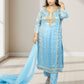 Silk Organza Suit with Santoon Pant & Dupatta | Dabka, Pearl & Lace Work | Green, Lavender & Sky Blue | Sizes M–XL - Bebo N Lolo