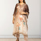 Peach & Brown Digital Print Kaftan with Pant | Gotta Patti Work | Crape Fabric | Sizes L–XL - Bebo N Lolo