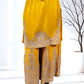 Mustard Chinon Kurta with Garara & Four-Side Bordered Dupatta - Bebo N Lolo