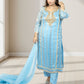 Silk Organza Suit with Santoon Pant & Dupatta | Dabka, Pearl & Lace Work | Green, Lavender & Sky Blue | Sizes M–XL - Bebo N Lolo