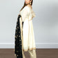 Off White & Black Chinon Anarkali Suit with Salwar & Dupatta | Sequence Embroidery - Bebo N Lolo