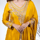 Mustard Chinon Kurta with Garara & Four-Side Bordered Dupatta - Bebo N Lolo