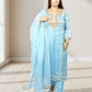 Silk Organza Suit with Santoon Pant & Dupatta | Dabka, Pearl & Lace Work | Green, Lavender & Sky Blue | Sizes M–XL - Bebo N Lolo