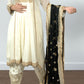 Off White & Black Chinon Anarkali Suit with Salwar & Dupatta | Sequence Embroidery - Bebo N Lolo