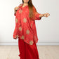 Red Chinon Bandhani Print Loose Palazzo Choga | Sequence & Cut Dana Work - Bebo N Lolo