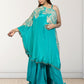 Rama Green Off-Shoulder Cape with Sharara & Breastiser | Pearl, Lace, Cut Dana & Sequence Work | Indo Western | Sizes L–XXL - Bebo N Lolo