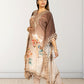 Peach & Brown Digital Print Kaftan with Pant | Gotta Patti Work | Crape Fabric | Sizes L–XL - Bebo N Lolo