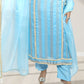 Silk Organza Suit with Santoon Pant & Dupatta | Dabka, Pearl & Lace Work | Green, Lavender & Sky Blue | Sizes M–XL - Bebo N Lolo