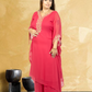 Hot Pink Crape Kaftan with Palazzo | Cut Dana & Sequence Embroidery | Sizes L–XXL - Bebo N Lolo