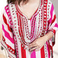 Red & Pink Crape Kaftan with Pant | Mirror & Gotta Work | Sizes M–XL - Bebo N Lolo