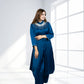 Teal Saartan Long Gathered Shirt with Plazo | Softy & Pearl Work | Sizes M–XL - Bebo N Lolo