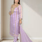 Silk Organza Suit with Santoon Pant & Dupatta | Dabka, Pearl & Lace Work | Green, Lavender & Sky Blue | Sizes M–XL - Bebo N Lolo