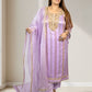 Silk Organza Suit with Santoon Pant & Dupatta | Dabka, Pearl & Lace Work | Green, Lavender & Sky Blue | Sizes M–XL - Bebo N Lolo