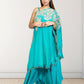 Rama Green Off-Shoulder Cape with Sharara & Breastiser | Pearl, Lace, Cut Dana & Sequence Work | Indo Western | Sizes L–XXL - Bebo N Lolo