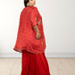 Red Chinon Bandhani Print Loose Palazzo Choga | Sequence & Cut Dana Work - Bebo N Lolo