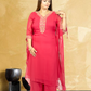 Hot Pink Crape Kaftan with Palazzo | Cut Dana & Sequence Embroidery | Sizes L–XXL - Bebo N Lolo