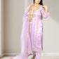 Silk Organza Suit with Santoon Pant & Dupatta | Dabka, Pearl & Lace Work | Green, Lavender & Sky Blue | Sizes M–XL - Bebo N Lolo