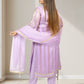 Silk Organza Suit with Santoon Pant & Dupatta | Dabka, Pearl & Lace Work | Green, Lavender & Sky Blue | Sizes M–XL - Bebo N Lolo