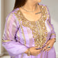 Silk Organza Suit with Santoon Pant & Dupatta | Dabka, Pearl & Lace Work | Green, Lavender & Sky Blue | Sizes M–XL - Bebo N Lolo