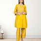 Pure Crape A-Line Cord Set with Brocket Palazzo | Jari, Sirozki & Cut Dana Work | Mustard & Hot Pink | Sizes L–XXL - Bebo N Lolo