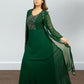 Bottle Green Pure Gorget One-Piece Gown | Cut Dana & Pearl Embroidery | Sizes M–XL - Bebo N Lolo
