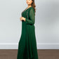 Bottle Green Pure Gorget One-Piece Gown | Cut Dana & Pearl Embroidery | Sizes M–XL - Bebo N Lolo