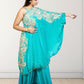 Rama Green Off-Shoulder Cape with Sharara & Breastiser | Pearl, Lace, Cut Dana & Sequence Work | Indo Western | Sizes L–XXL - Bebo N Lolo