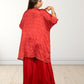 Red Chinon Bandhani Print Loose Palazzo Choga | Sequence & Cut Dana Work - Bebo N Lolo