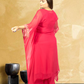 Hot Pink Crape Kaftan with Palazzo | Cut Dana & Sequence Embroidery | Sizes L–XXL - Bebo N Lolo