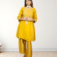 Pure Crape A-Line Cord Set with Brocket Palazzo | Jari, Sirozki & Cut Dana Work | Mustard & Hot Pink | Sizes L–XXL - Bebo N Lolo