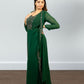 Bottle Green Pure Gorget One-Piece Gown | Cut Dana & Pearl Embroidery | Sizes M–XL - Bebo N Lolo