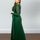 Bottle Green Pure Gorget One-Piece Gown | Cut Dana & Pearl Embroidery | Sizes M–XL - Bebo N Lolo