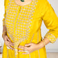 Pure Crape A-Line Cord Set with Brocket Palazzo | Jari, Sirozki & Cut Dana Work | Mustard & Hot Pink | Sizes L–XXL - Bebo N Lolo