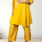 Pure Crape A-Line Cord Set with Brocket Palazzo | Jari, Sirozki & Cut Dana Work | Mustard & Hot Pink | Sizes L–XXL - Bebo N Lolo