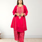 Pure Crape A-Line Cord Set with Brocket Palazzo | Jari, Sirozki & Cut Dana Work | Mustard & Hot Pink | Sizes L–XXL - Bebo N Lolo